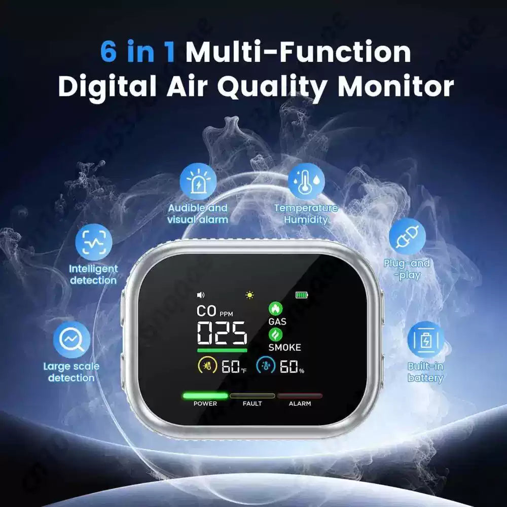 Portable Gas&Smoke Alarm with LCD Display & Battery Backup