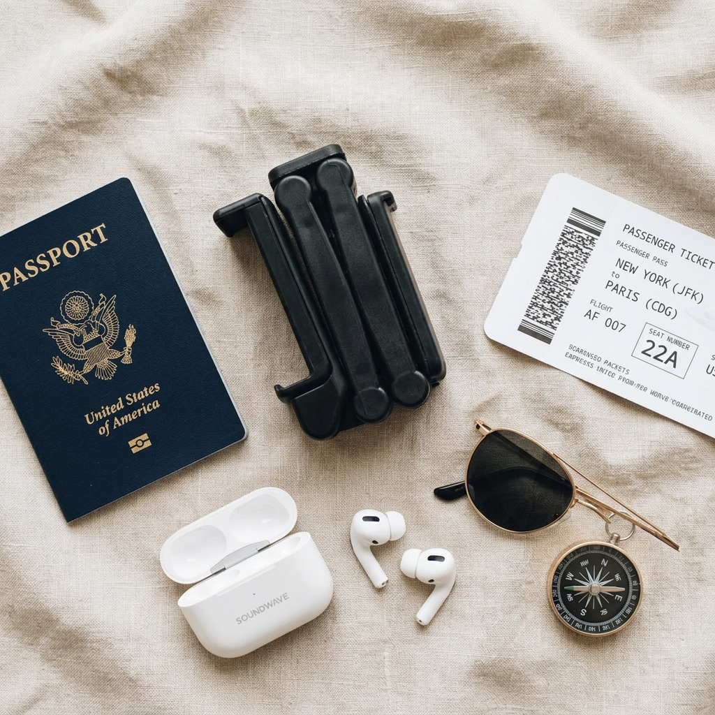 Airplane Phone Holder Mount – 360° Rotation Travel Stand (Black)